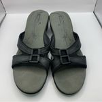Merrell  Dewberry Wedge Slide Sandals Black Leather Womens Size 10 Photo 1