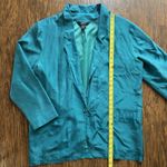 Vintage Womens Silk Blazer Teal Jacket 90s Oversize Single Button Size L Green Size L Photo 4