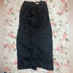 L'Academie L’Academie Avril Black Satin Midi Skirt Knot Waist Size XL Party Cocktail NYE Photo 4