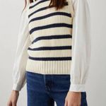 Rails  bambi sweater vest w/ contrasting sleeves in ivory navy stripe size small Photo 1