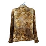 Kasper  Silk Leopard Print Button Down Blouse Petite Size 6 Small Gold Brown Photo 5
