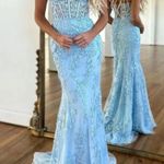 Light blue prom dress, mermaid style, corset back Size 0 Photo 0