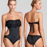 l*space L* Black Free Love‎ Prima Donna Fringe Bandeau Monokini Swimsuit Photo 1