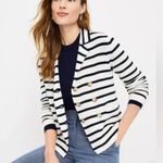 Loft Striped Double-Breasted Ribbed Knit Sweater Jacket Size Small Photo 1