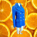 J.Crew  Stadium Cloth Double Breasted Pea Coat Royal Blue Gold Buttons Size 0 Photo 1