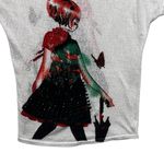 Artsy Boutique Top M White Cotton Beaded Graphic Whimsigoth Fairy Festival Indie Size M Photo 4