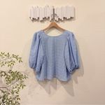 ASTR The Label Puff Short Sleeve Gauze Oversize Blouse Top Blue Size Small NWT Photo 1