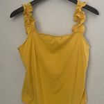 Elodie  Yellow Ribbed Tank Ruffle Straps Bodysuit Large Photo 4