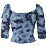 NWT NEW Miaou Madeline ruffle ruched blue tie dye corset stretch top blouse XS Photo 1
