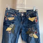 Yag Denim flare Lowrise suede leather accents bohemian Gypsy hippie cottagecore Size undefined Photo 1