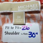 Michael Kors  Womens 3X Orange White Abstract Print V Neck Tunic Top Long Sleeve Photo 2