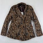 Driftwood  Paisley Print Velvet Blazer Jacket Women's Size S Brown Black Gold Photo 0