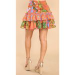ALDEN ADAIR Angela Skirt In Jungle Cruise‎ Tiered Ruffle Smocked Mini Skirt Sz S Orange Photo 2