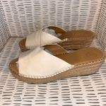 Franco Sarto Franco‎ Sarto Espadrille Wedge Sandals Ivory Leather Slip On Size 9M Shoes Photo 1