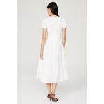 Lisa Says Gah White Floral Embroidered Puff Sleeve A-Line Midi Dress Size Small Photo 2