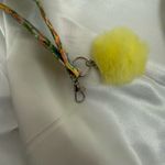 Handmade  Lemon and Floral Wristlet Keychain with Yellow Pompom Photo 6