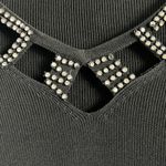 EUC Attitude Bedazzled Cut Out Peekaboo Black Silver Top sz XL Photo 4
