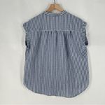Levi's Blue Gingham Checkered Boxy Cap Sleeve Mandarin Collar Top Size L Photo 8