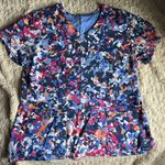 Print Scrub Top Blue Size M Photo 0
