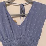 Blue & White Floral Print V Neck Cinched Short Sleeve Dress Size Medium NWT Photo 5