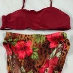 st. john's bay MD Hibiscus red high waist Tankini Photo 1