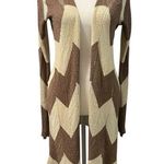 Foreign Exchange Chevron Colorblock Knit Open Cardigan Duster Sweater M Photo 1