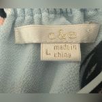 C & E Blue Women’s Floral Off the shoulder Shirt top loose flowy summer Large Photo 3