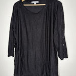 New York Laundry  Top Womens 3X Black Swiss Dot 3/4 Sleeve Tie Front Sweater Photo 0