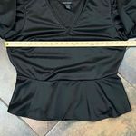 Ashley Stewart Black V-neck Peplum Puff Long Sleeve Blouse 22/24 Photo 3
