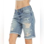 KanCan Bermuda Jean Shorts Womens XS Light Was Denim Distressed Boyfriend Grunge Blue Photo 1