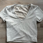 Beyond Yoga  Cropped Ribbed V Neck Short Sleeve Shirt Photo 0