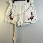 EXPRESS Eyelet Embroidered Shorts High Rise White Floral Festival Concert-XL Photo 0