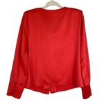 Vintage Ataga Ruffle Blouse Size Medium Coral Pink Button Front Long Sleeve Photo 2