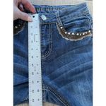 Live Hard Play Hard Women’s Jeans, Rhinestone Lace Faux Leather Pockets Size 2 Photo 4
