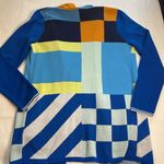 Lands' End Multicolor Color Block Open Cardigan Blue Orange White Pockets Artsy S Photo 10