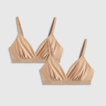 Quince NWOT  Second Skin Crossover Bralette (2-pack) in Sand Nude Sz Small Photo 1