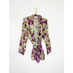 Giovanna Nicolai Silk Floral Wrap Top Size 44 Medium Purple Green Floral Chic Photo 3