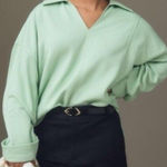 Anthropologie Pilcro x  Johnny Collar Pullover Green Women's Size XXS Oversized Photo 0