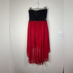 Mod Modele Strapless High Low Dress Small Black Red Chiffon Formal Party Gown Photo 6