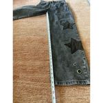 Daisy Street  Star Patch Wide Leg Jeans Black Wash Grommet Detail Size US 3 Photo 4