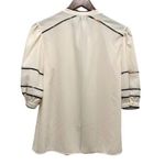 1. State  Women’s Short Sleeve Jewel Neck Button Up Blouse Top Ivory Size S Photo 3