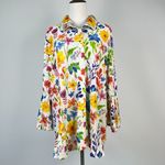 NWOT Ali Miles PLUS Knit Floral Point Collar 3/4 Bell Sleeve Button Photo 1
