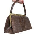 Vintage 50s Roos Atkins Brown Lizard Handbag Photo 1