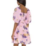 Place Nationale Pink Linen Floral Mini Dress Small Pink Photo 3