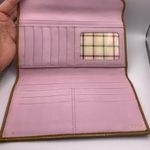 Coach Brown and Tan Signature Canvas Patent Leather Wallet Photo 3