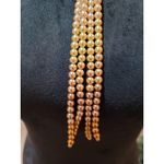 Women's Multitone Pearl Tassel Necklace With Floral Pendant And Box Clasp Design Orange Photo 3