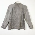 Eileen Fisher  Petite Grey Lagenlook 100% Linen Long Sleeve Button Up Shirt Sz MP Photo 1