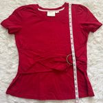Anthropologie  Maeve Shirt Dakota Buckle Wrap Top Short Sleeve Red Petite MP Photo 8