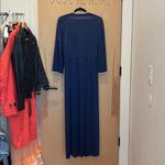 Vanity Fair Vtg  Dressing Gown Blue Full Length Robe Cream Lace Trim Size Small Photo 4