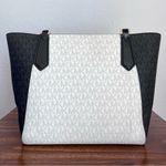 Michael Kors Kimberly Black White Bonded Small Leather Tote Purse Photo 3